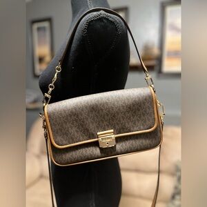 Michael Kors Dark Brown Crossbody/Shoulder Bag with Gold Hardware